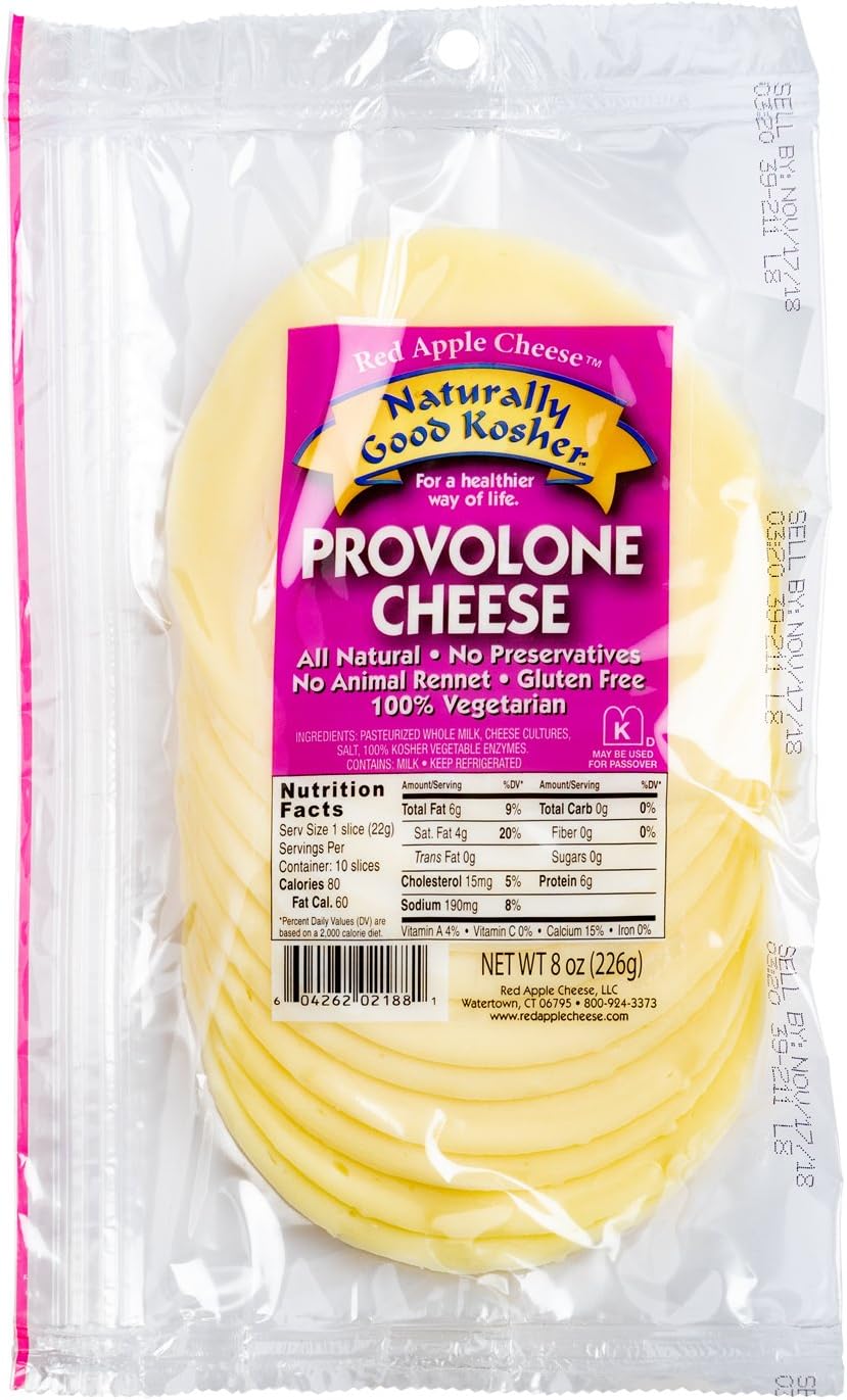 Naturally Good Kosher Cheese Slice Provolone, 8 oz