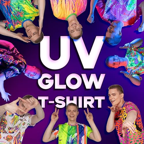 Miniatura 9 de aofmoka - Camiseta ultravioleta hecha a mano, reactiva a luz negra, con impresión decorativa