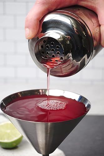 Miniatura 5 de RSVP Colección internacional de utensilios de bar de acero inoxidable cepillado, vidrio de Martini, juego de 2