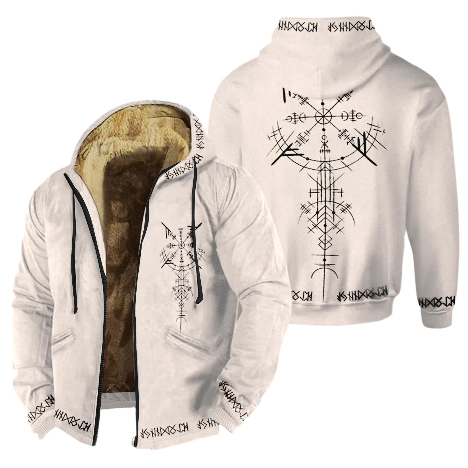 Chaqueta vikinga para hombre de invierno con estampado medieval 6