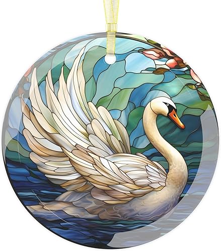 Adorno de cristal decorativo de cisne elegante