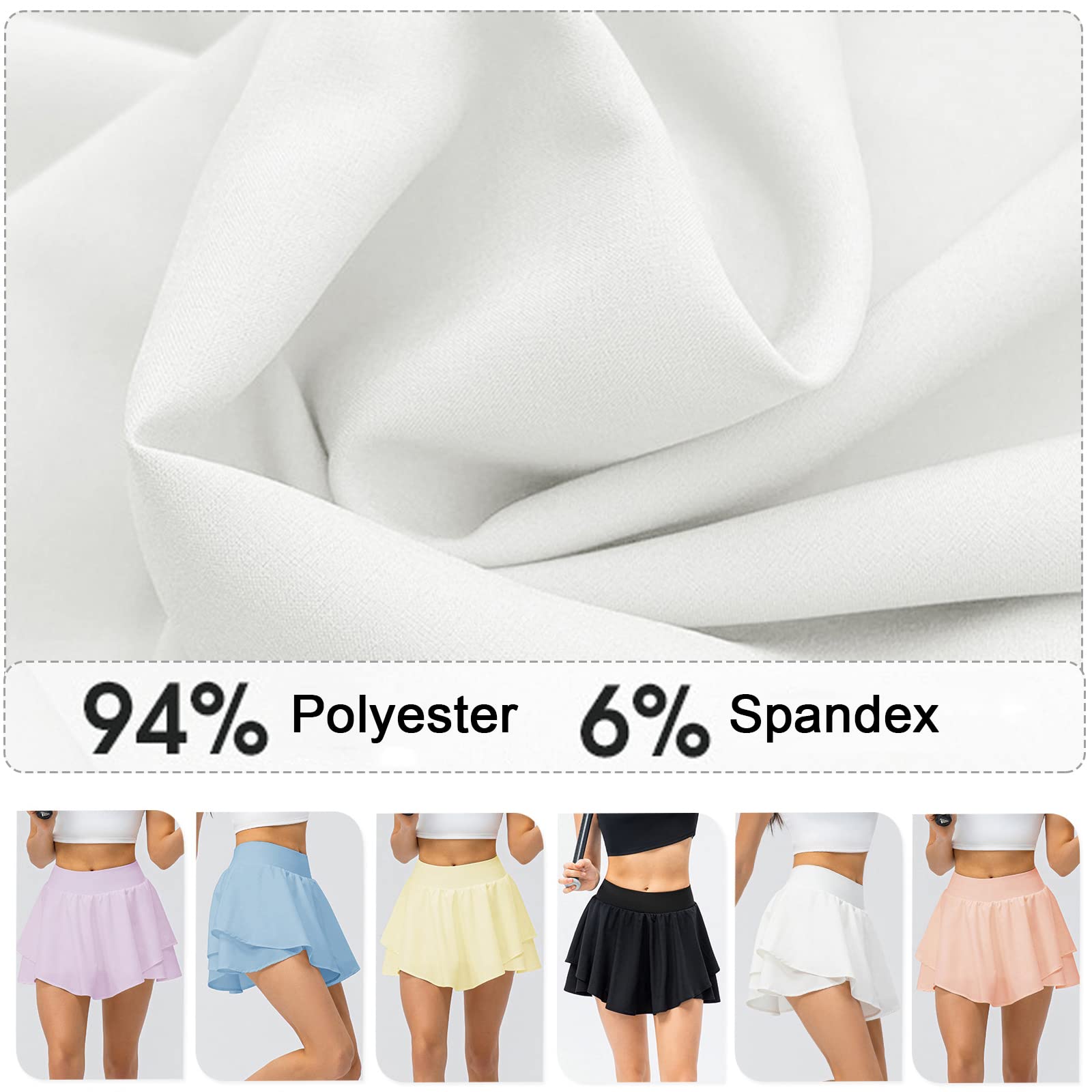 Tennisrock Damen Tennis Skort Damen, Faltenrock Golfrock mit Tasche & Innenhose für Laufen Tennis Golf Uv-Schutz Outdoor Reise