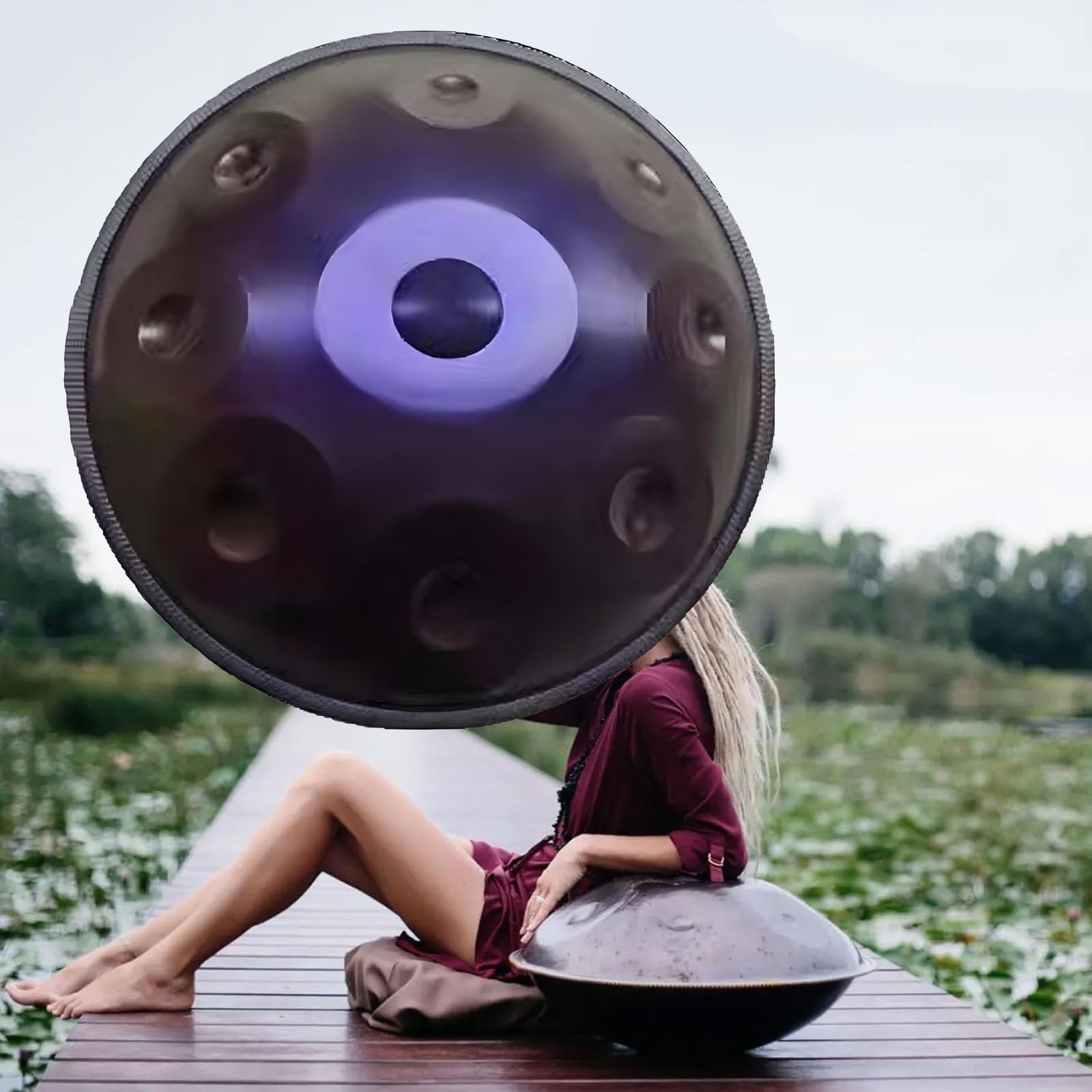 Stalowe bębny ręczne - King Minor 440 Hz / 432 Hz 9/10/12 notatek instrument perkusyjny do bębna ręcznego, zestaw baterii Handpan dla dorosłych z torbą transportową (C,432HZ/10Note)