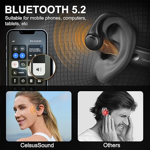 Miniatura 2 de S100 - Auriculares de conducción ósea con micrófono con cancelación de ruido, auriculares Bluetooth 5.2 sobre la oreja, auriculares deportivos IP54
