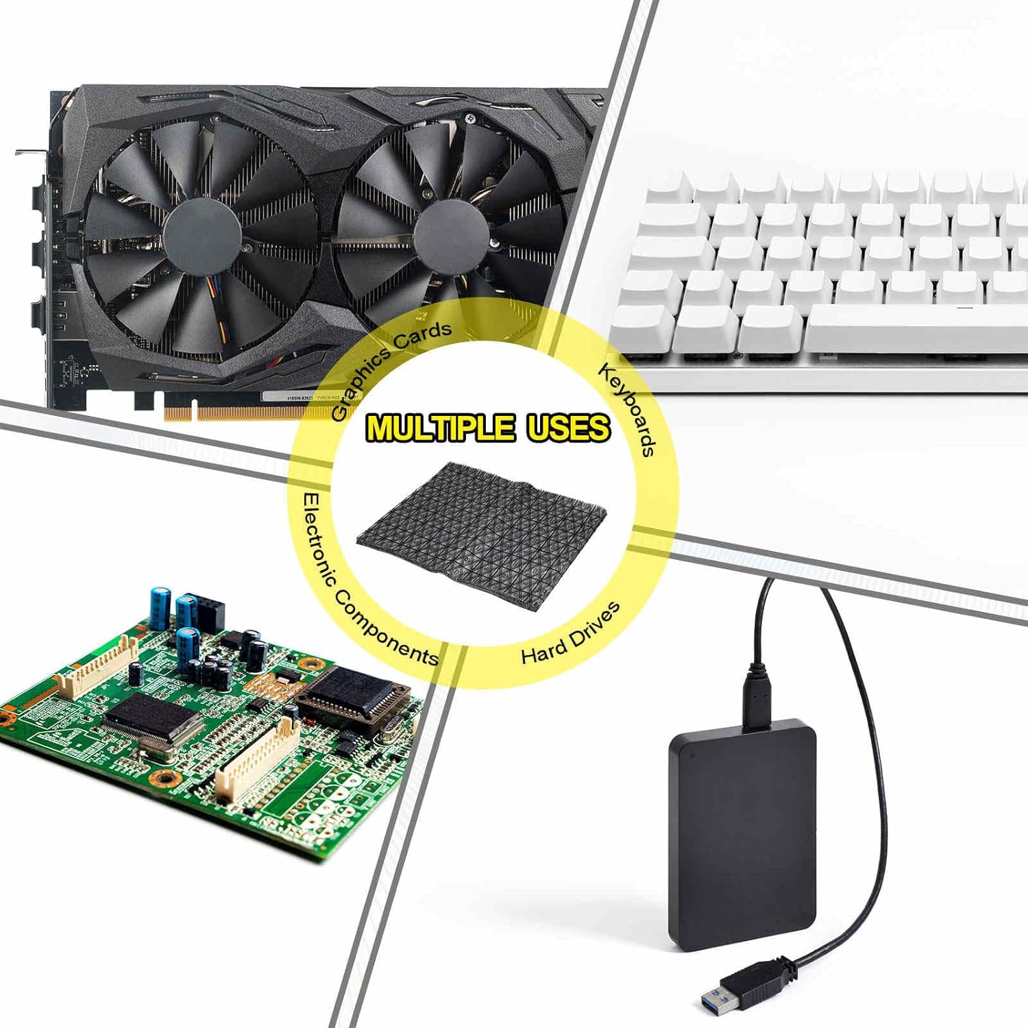 80pcs Anti Static Bags (10" x 15") - PE Open Top ESD Shielding Antistatic Bag, Fits Motherboard SSD HDD Hard Drive Video Card LCD Screen, Black