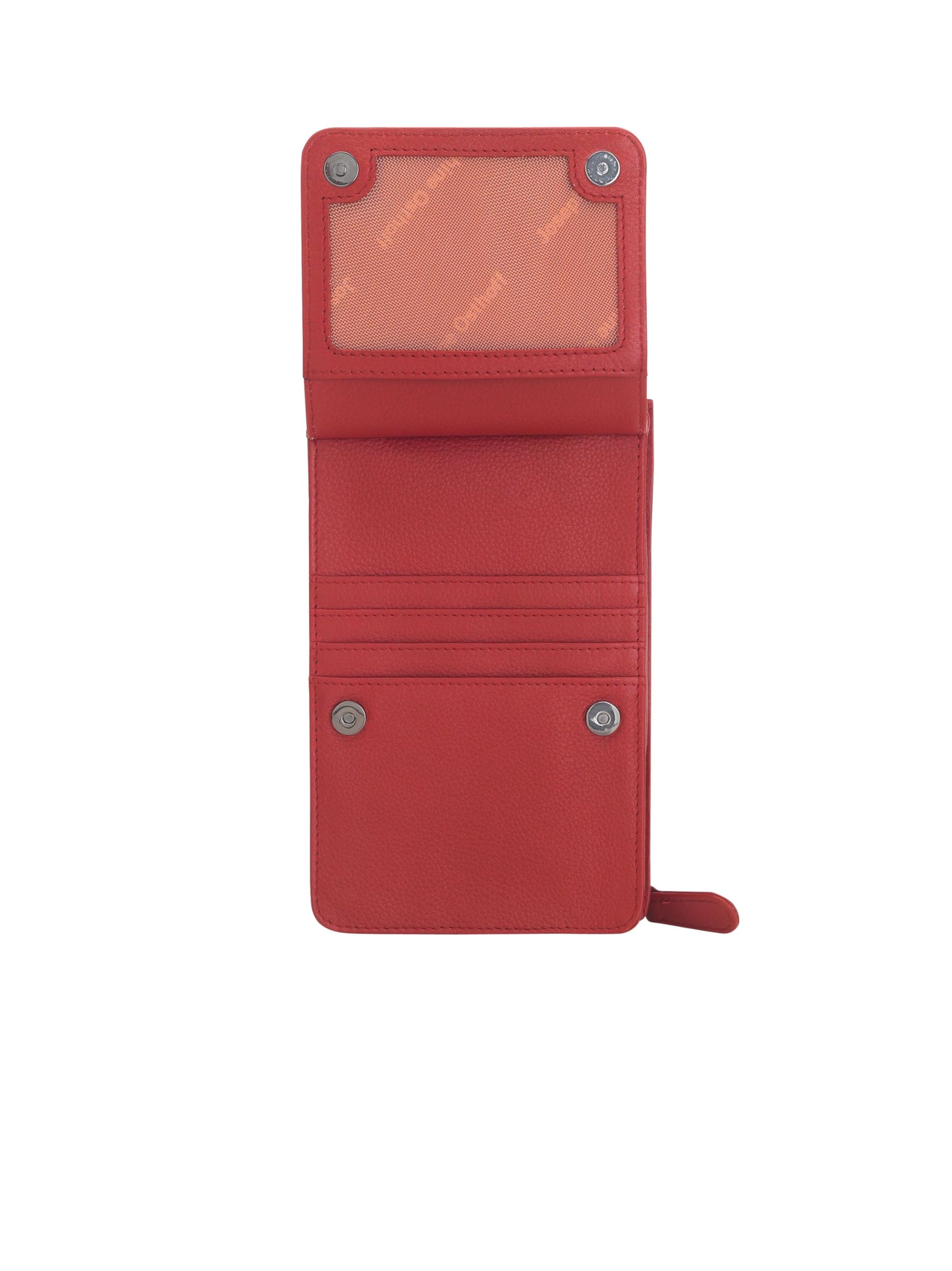Torebka na telefon komórkowy do zawieszenia damska mała, prawdziwa skóra, torba na ramię na telefon komórkowy, smartfon, torba z ochroną RFID, zamek błyskawiczny Crossbody (100), wiśnia, 17 x 10 x 4 cm