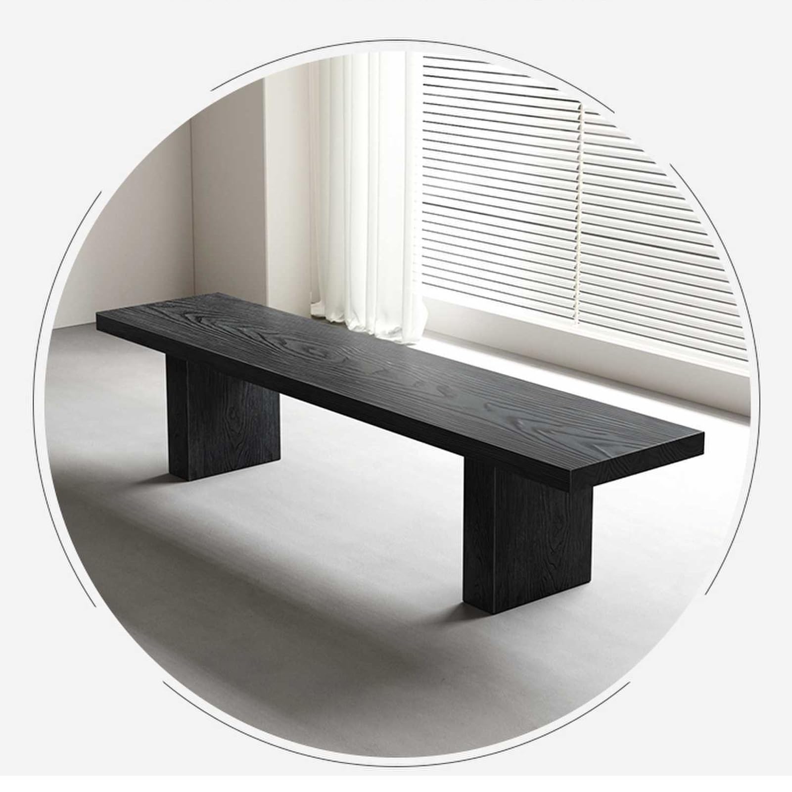 Banc de salle à manger en bois massif noir – 180 cm – Sièges d'intérieur polyvalents pour foyer, salon et balcon – Meuble d'entrée et de chevet robuste