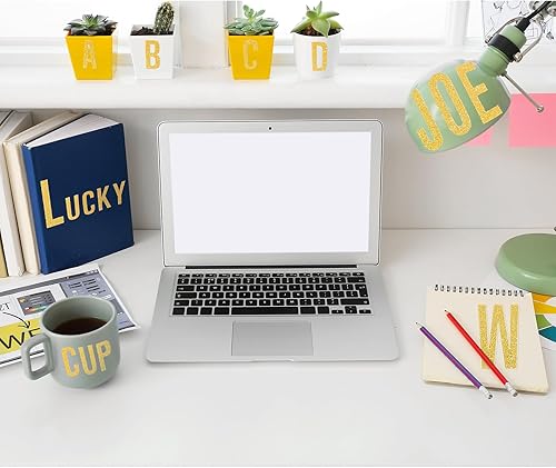 Miniatura 10 de 8 hojas de letras autoadhesivas con brillantina para pegar en letras mayúsculas, letras del alfabeto, letras adhesivas para decoración de puertas de