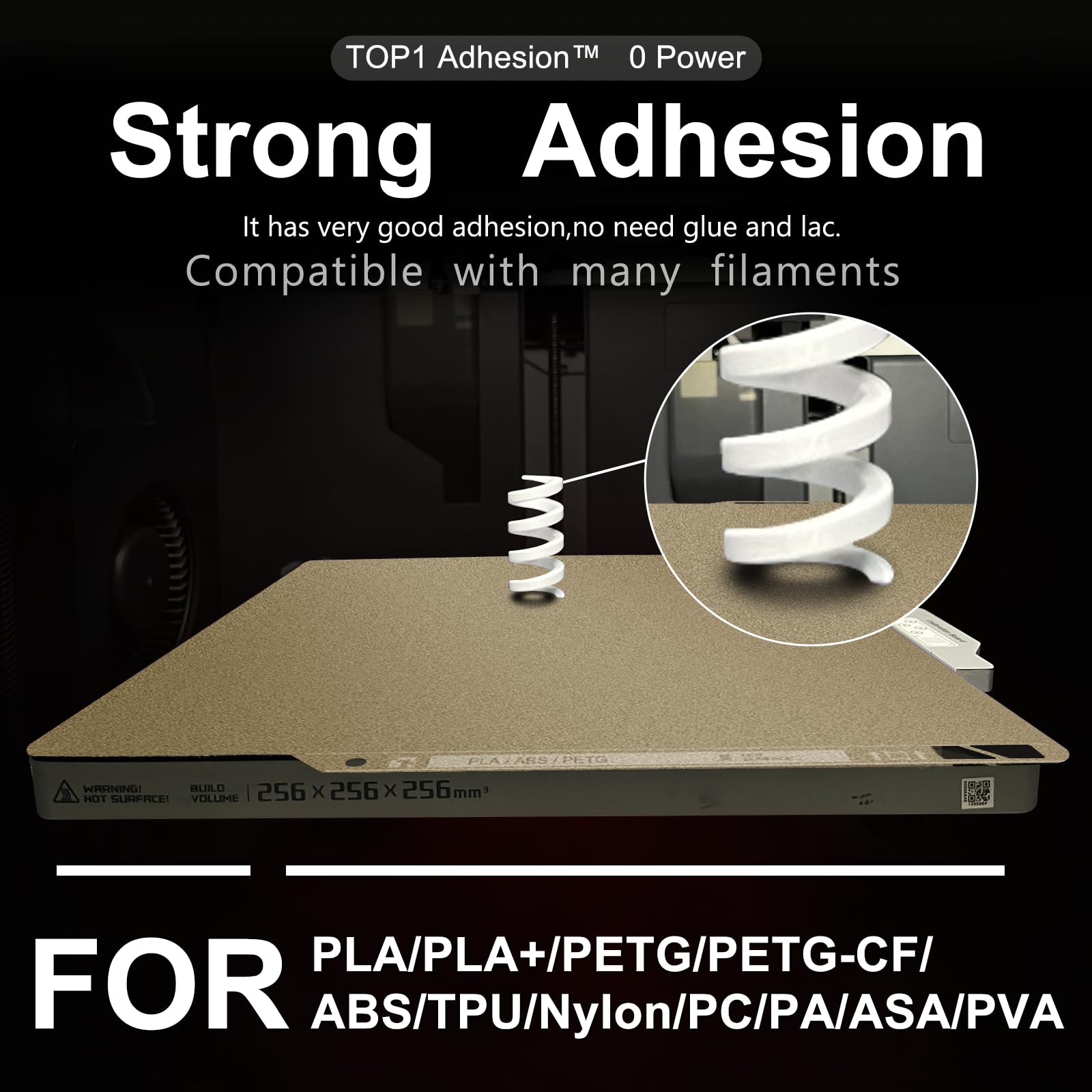 Plaque d'impression PEI texturée renforcée de 0,77 mm avec code QR pour Bambu Lab P2S, X1, X1C, X1E, P1P, P1S A1, imprimable des deux côtés, en acier à ressort, flexible, 257 x 257 mm, pour imprimante