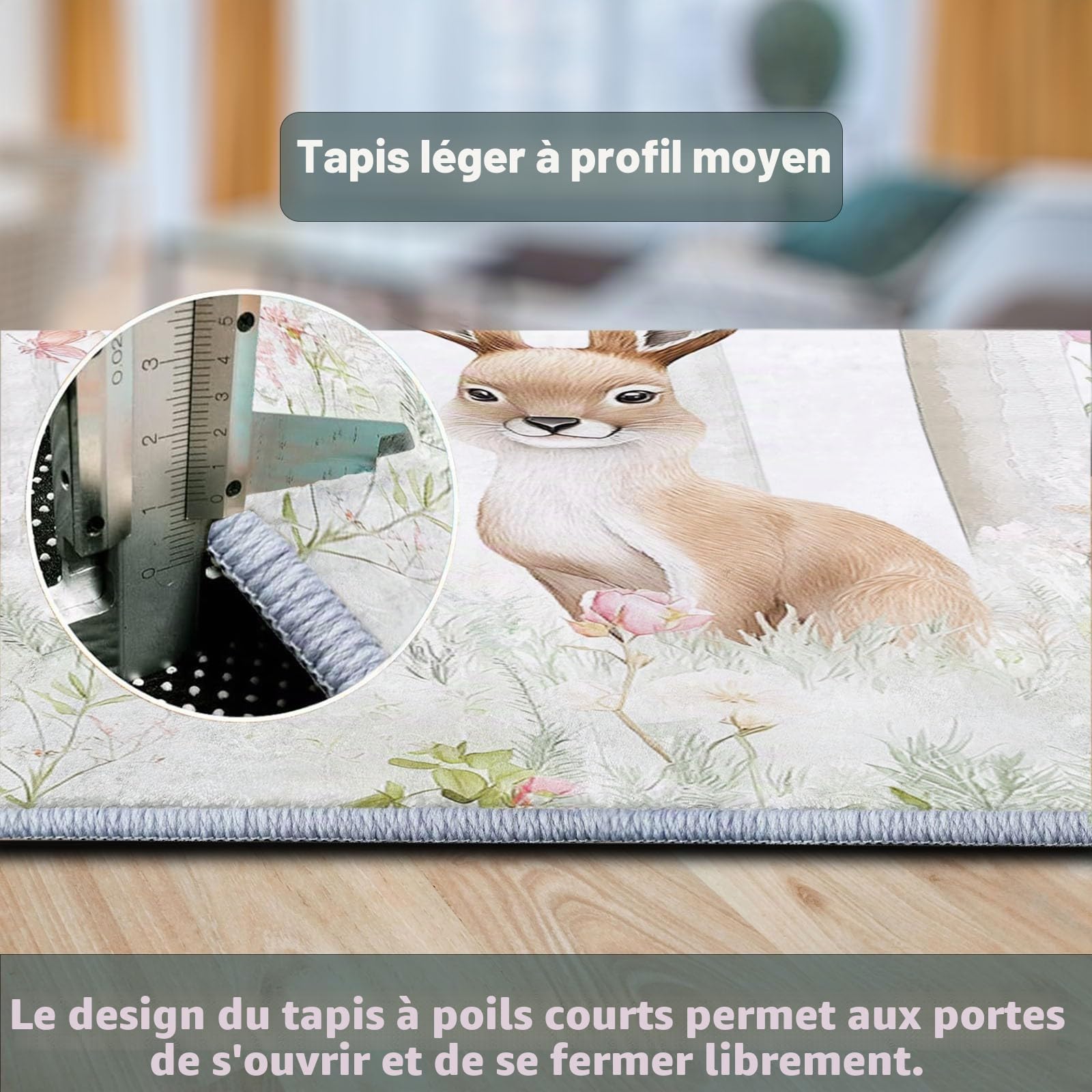 Tapis de décoration rectangulaire - Motif : forêt - Renard - avec Motif - Lavable - Antidérapant - en Flanelle Douce - pour Chambre d'enfant - 120 x 170 cm