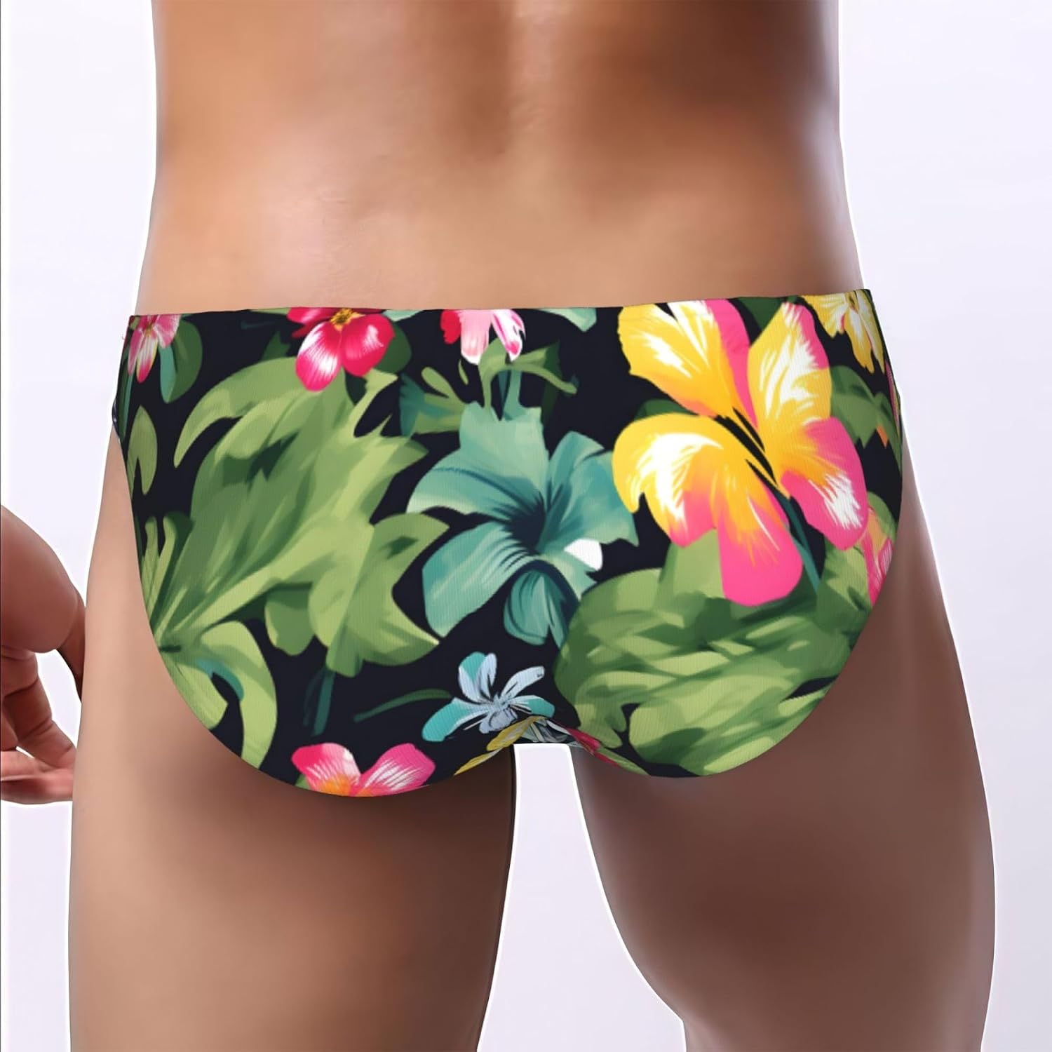 Hawaiian Flower Print Print Briefs For Men Low Rise Mens Underwear With Pouch Cozy Stretch Mens Bikini Briefs S To 4xl