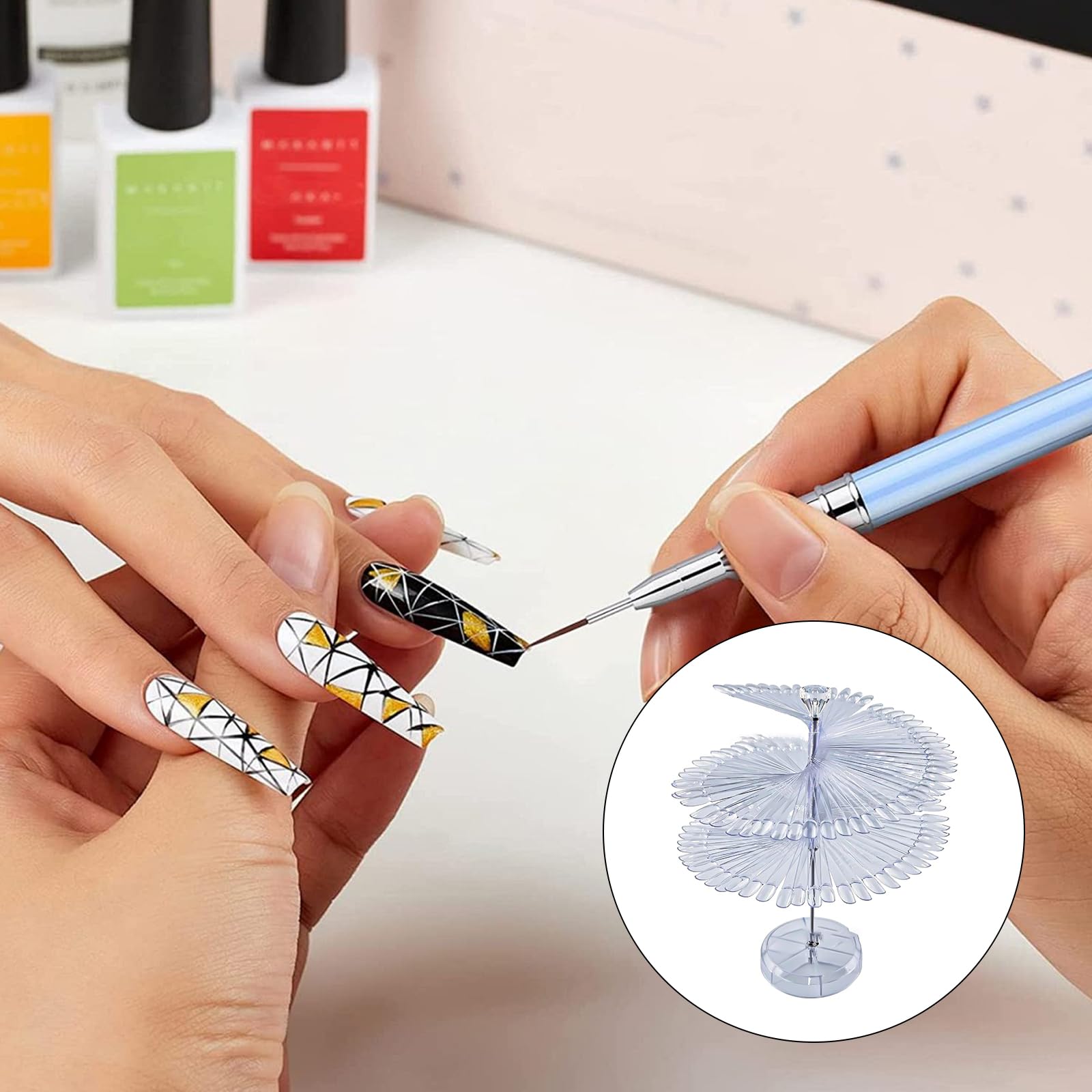 120 pezzi suggerimenti per espositori per unghie, espositore per unghie, per nail art, per la pratica, per la casa, fai da te, a spirale, per smalto gel UV (trasparente, rotondo)
