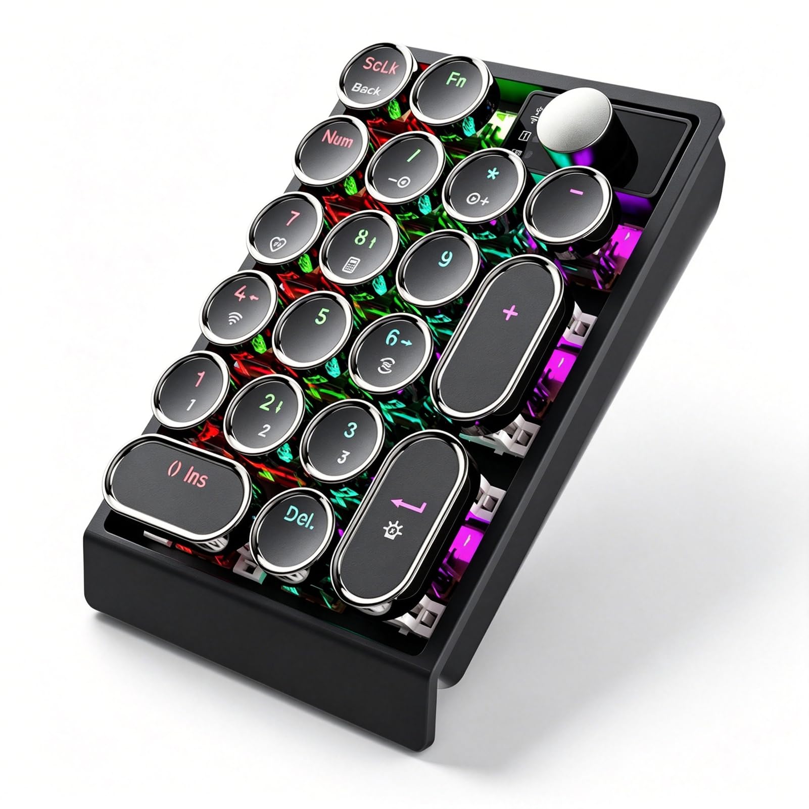 Dpofirs Pavé Numérique Mécanique Rétro, pavé Numérique sans Fil à 19 Touches avec Rétroéclairage RVB et Touches Remplaçables à Chaud, pour Ordinateur de Bureau, Ordinateur Portable,