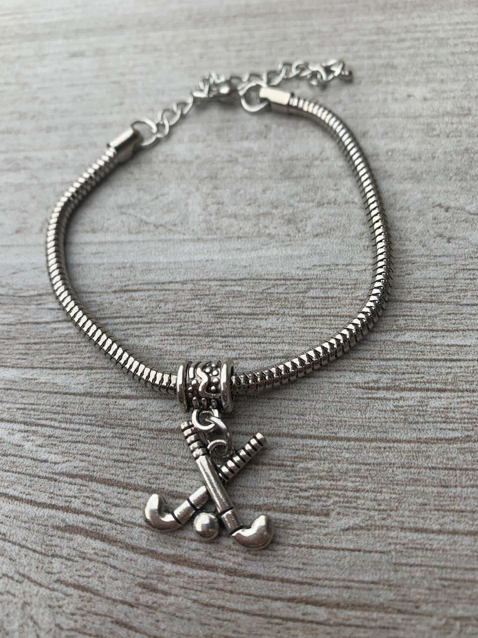 Field Hockey Charm Bracelet, Girls Field Hockey Jewelry, Gift for Field Hockey Players and Teams