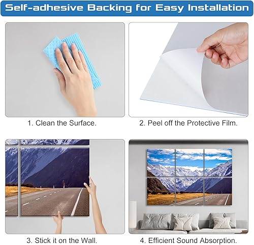 Miniatura 6 de Paquete de 6 paneles acústicos artísticos de espuma de pared insonorizados, paneles absorbentes de sonido de 72 x 48 pulgadas, bloqueador de sonido