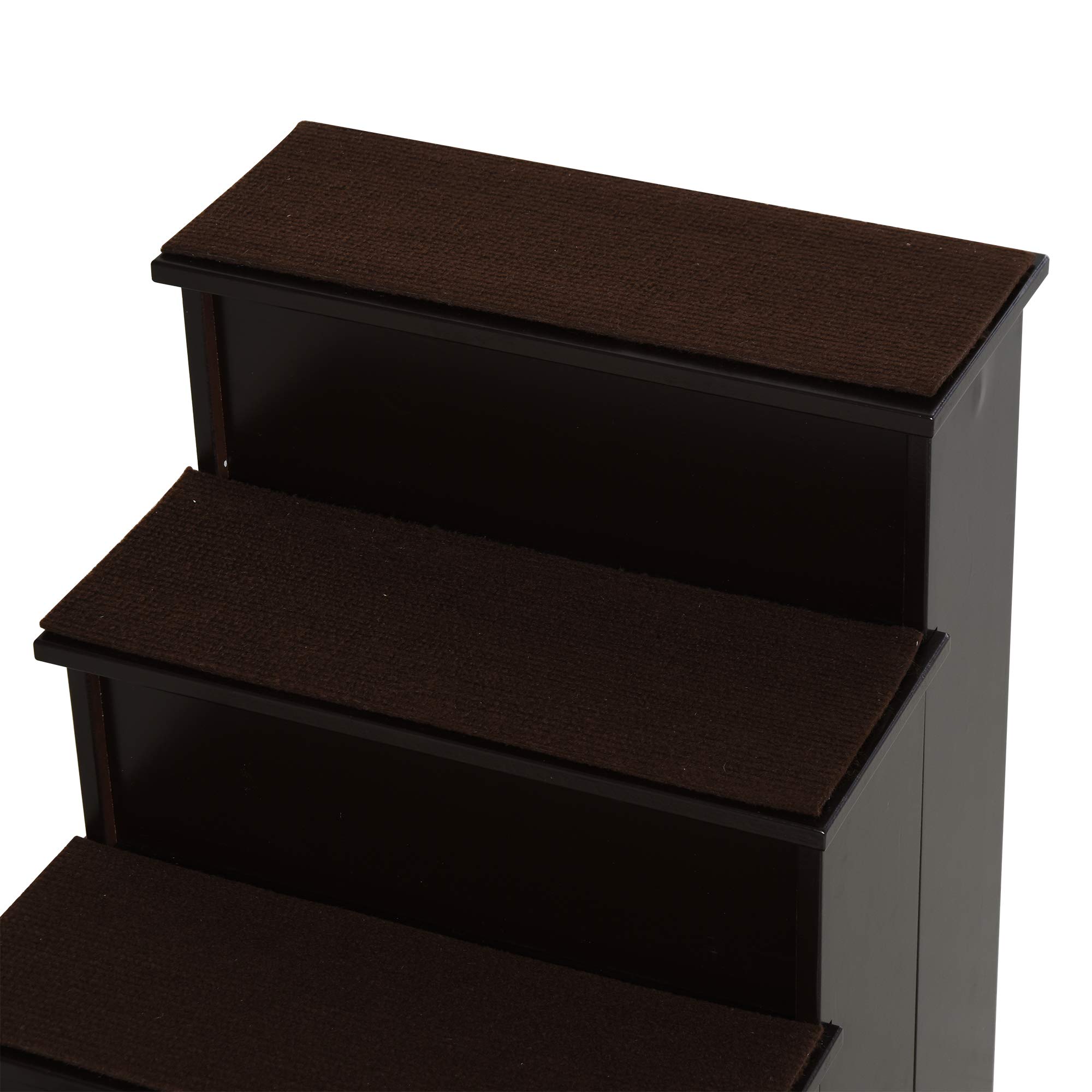 PawHut Haustiertreppe 4-stufige Hundetreppe Katzentreppe Einstiegshilfe mit Rutschfester Matte Haustierleiter für Auto Bett Sofa Dunkelbraun 40 x 59 x 54,2 cm