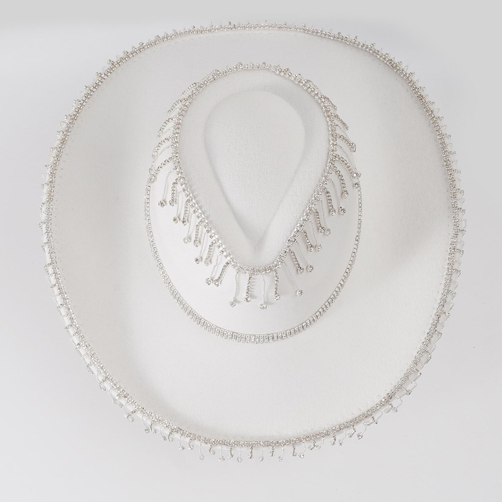 Sombrero ligero con flecos de diamantes de imitación para mujer, sombrero de fieltro para mujer, sombrero de fiesta occidental para hombre, resistente al viento