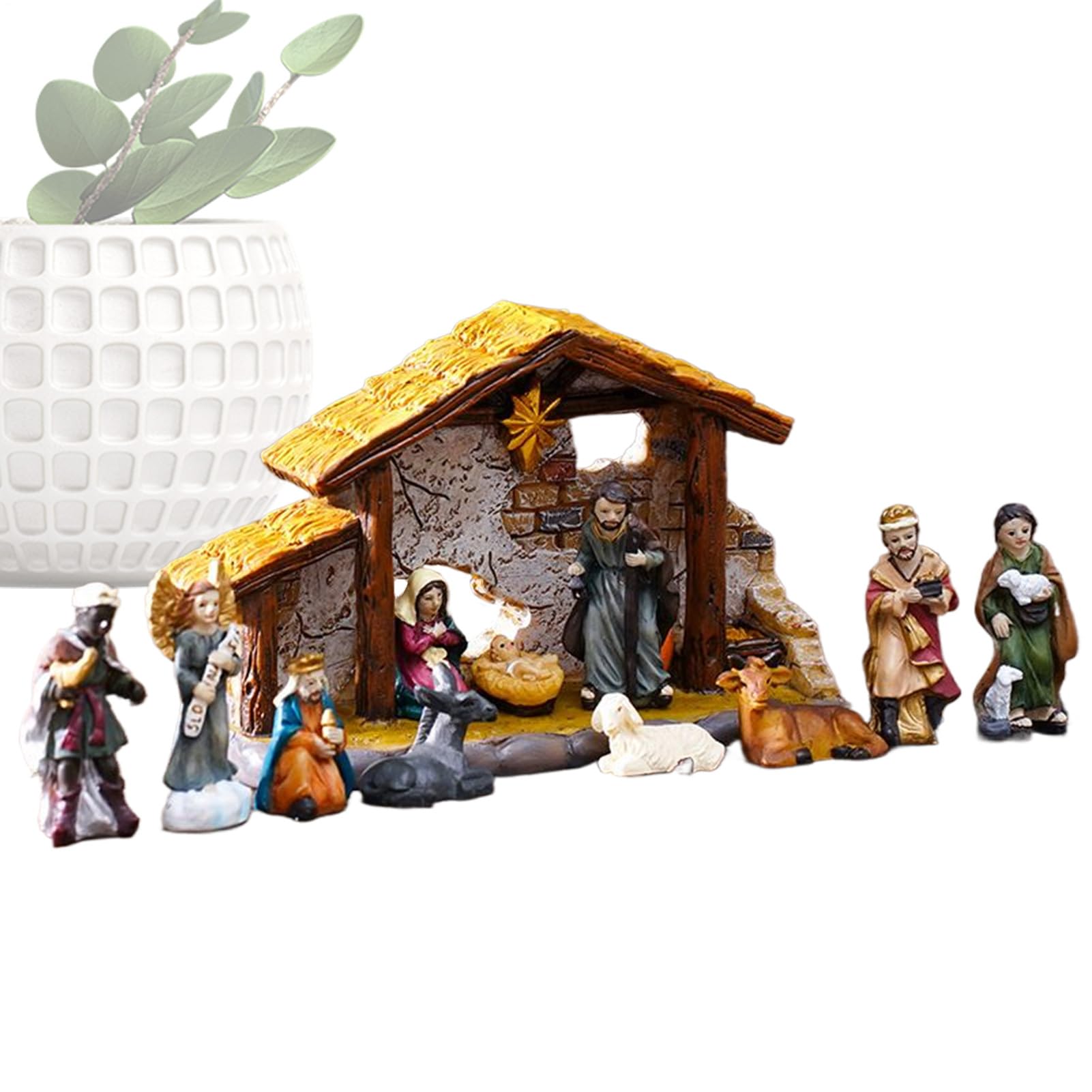 Crèche de Noël en résine pour décorer votre cheminée cet hiver