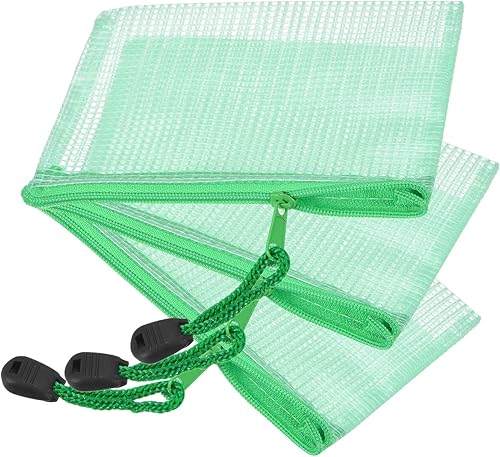 YOKIVE Paquete de 3 bolsas de malla con cremallera, bolsillos de malla B8 para archivos, bolsa de plástico para documentos, ideal para