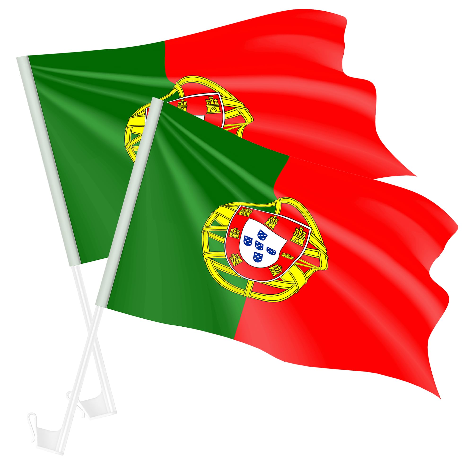 Taffstyle Lot de 2 drapeaux de voiture Portugal - Drapeau supporter Coupe du monde Basketball Handball