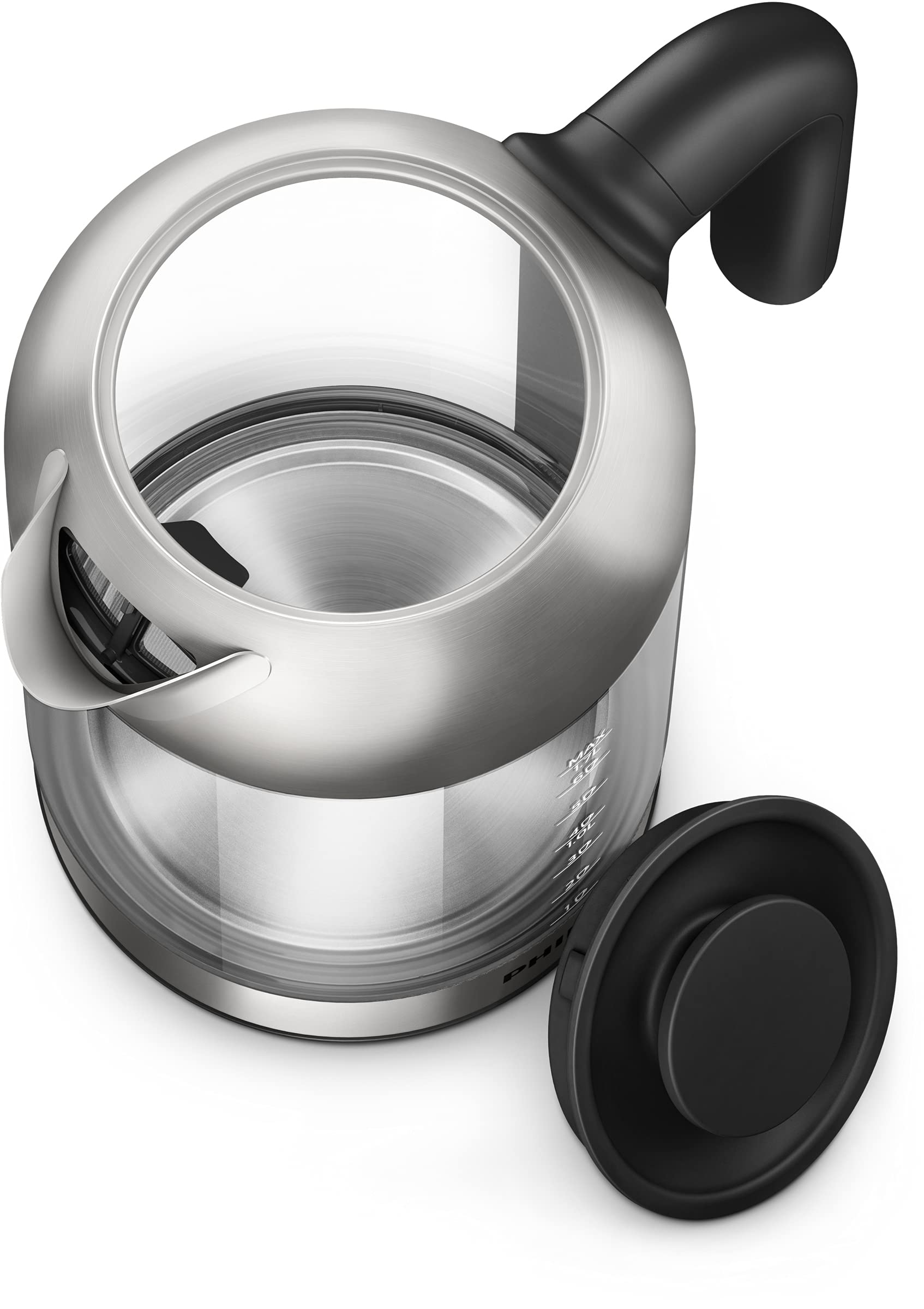 Philips HD9339/80 Glas Wasserkocher, 1,7 Liter (LED-Beleuchtung, Trockenlaufschutz, herausnehmbarer Mikro-Sieb-Filter) & HD2581/90 Toaster, integrierter Brötchenaufsatz, 8 Bräunungsstufen, schwarz