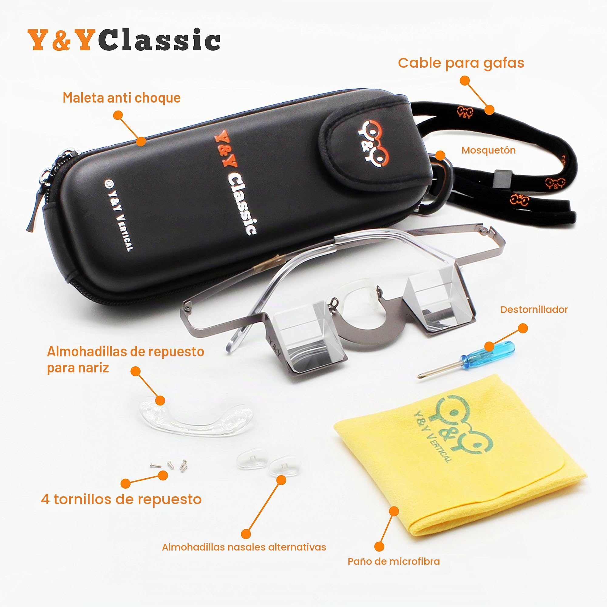 YY Vertical – Classic Blue – Gafas de Escalada para Asegurar en Aluminio Flexible – Gafas Prisma Ligeras para asegurar con Comodidad y visión Vertical Clara
