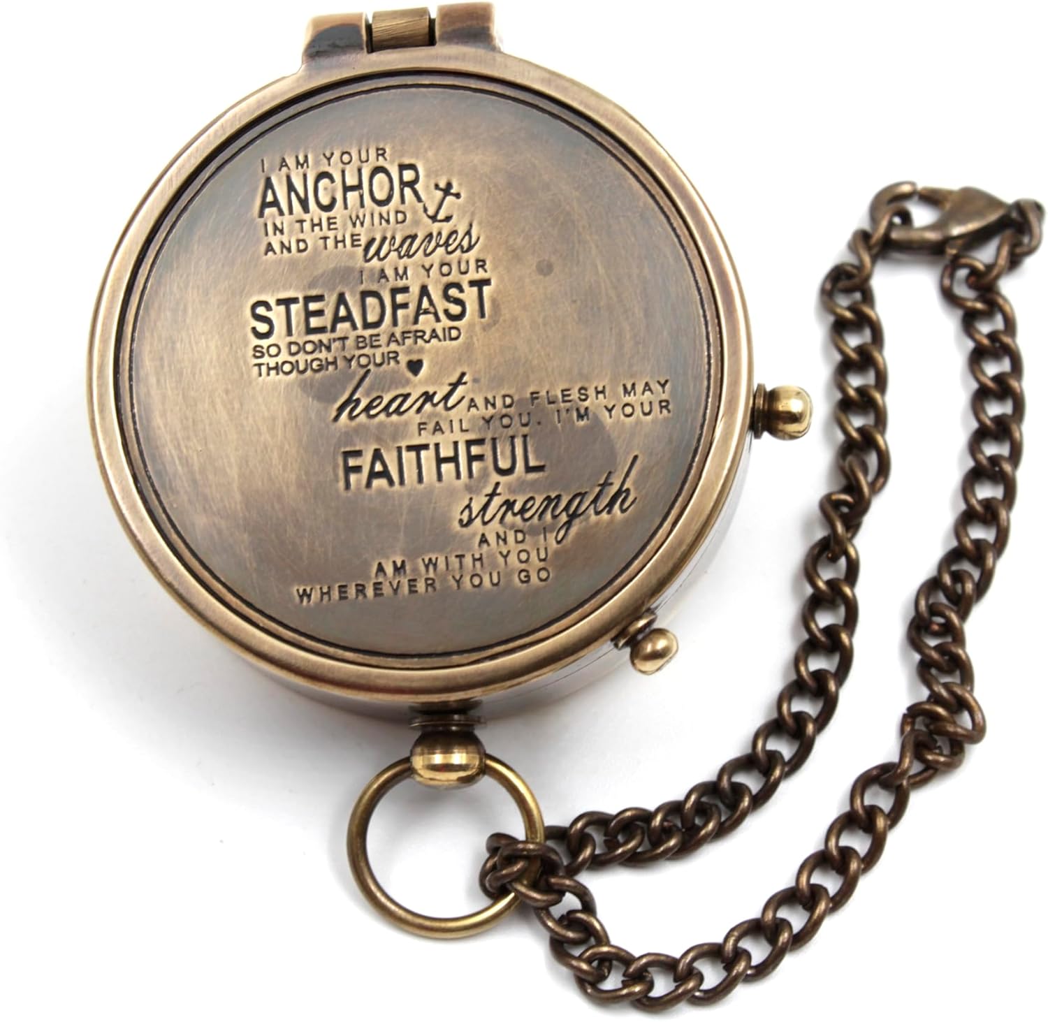 OCEAN REPLICAS I am Your Anchor, Faithful, Strength Engraved Compass, Confirmation Gift Ideas, Baptism Gifts.