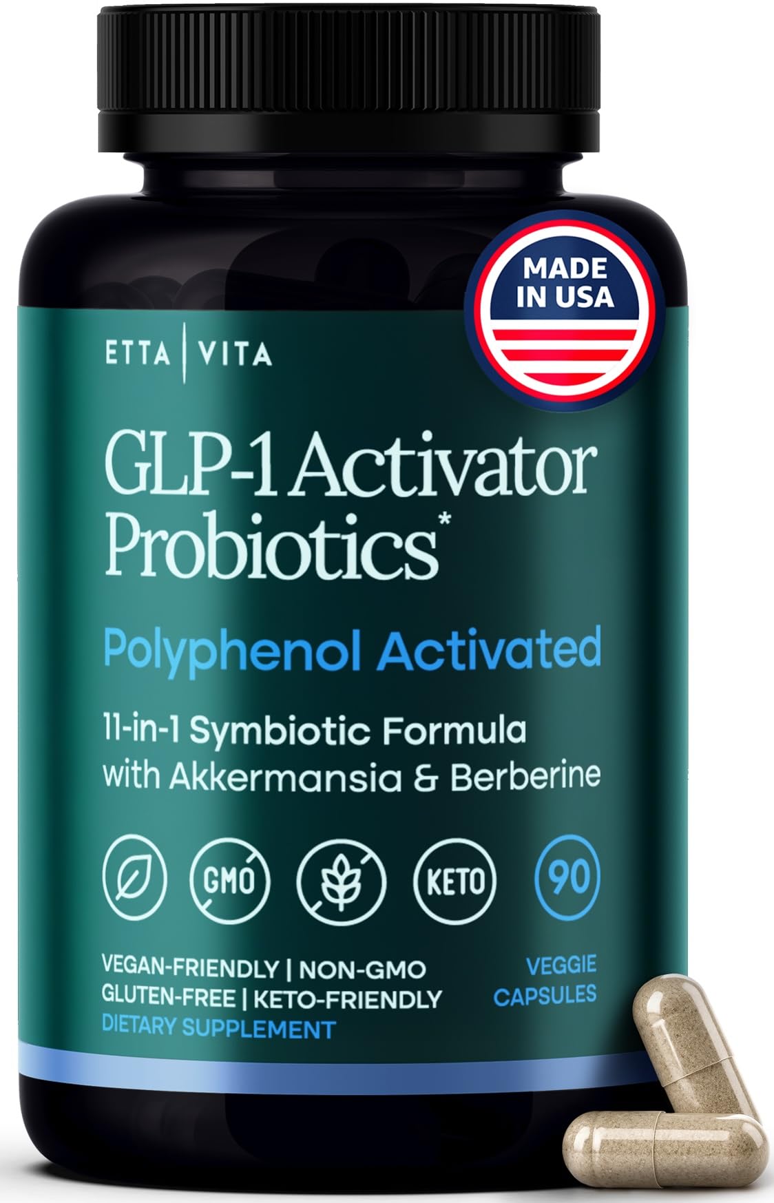 GLP-1 Supplement for Weight Loss & Appetite Control for Men and Women with Akkermansia, Berberine, Inulin, EGCG, Resveratrol, Hops, Polyphenols - Supports Digestion, Hunger, Cravings, Gut Health