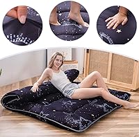 Vista 84 de Colchón futón japonés de piso gris constelación, de piso tatami, portátil, para acampar, para niños, sofá cama plegable enrollable con protector