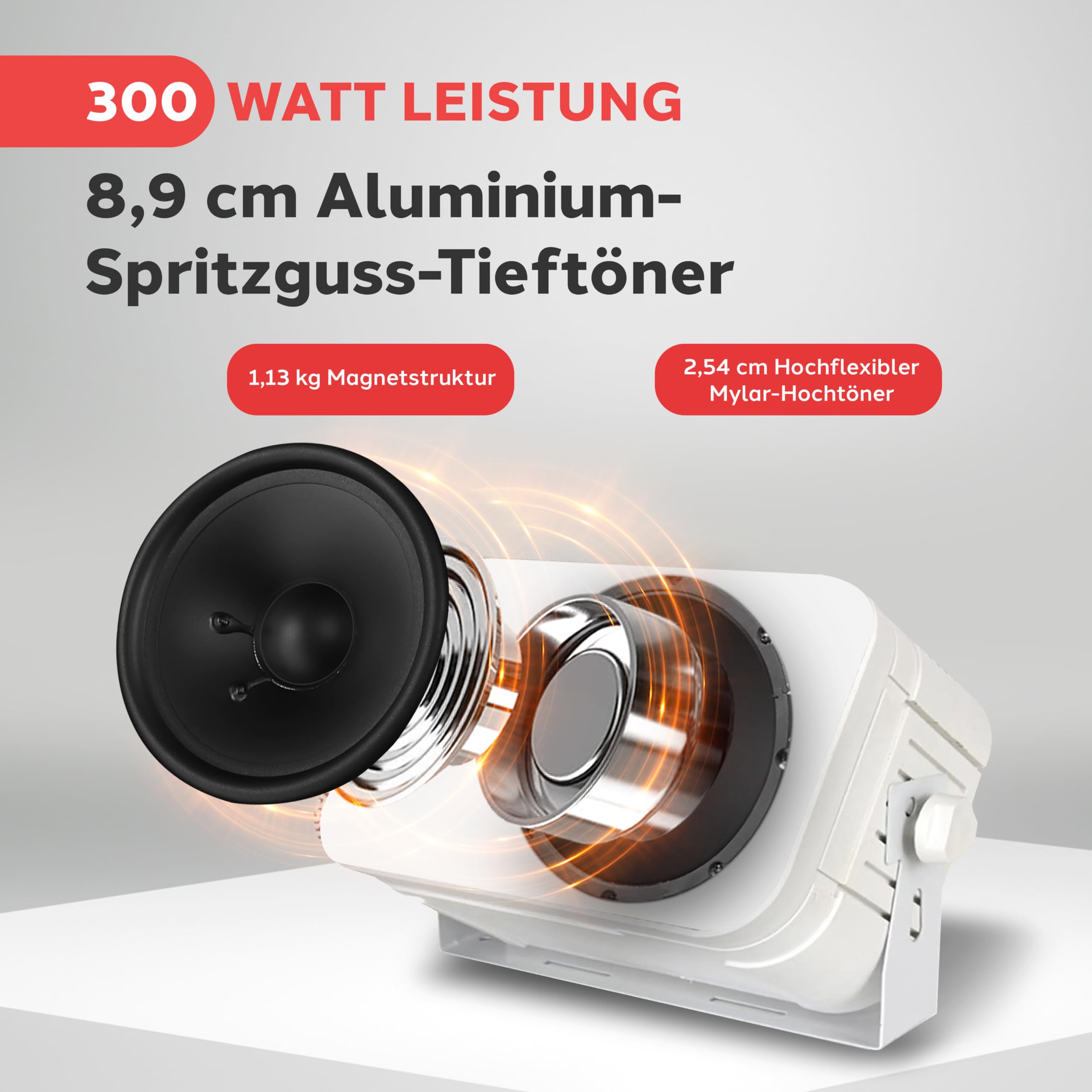 Pyle Outdoor Lautsprecher, Wandlautsprecher 300W Lautsprecher Boxen, Outdoor Speaker, Marine Speaker, Außenlautsprecher Wetterfest & Leicht Montierbar, für Terasse, Boat Spa ATV UTV Badezimmer, Weiß