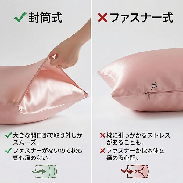 [TOKIWANO] シルク枕カバー 100% マルベリーシルク 25匁 43×63cm 洗える 枕カバー 片面シルク ピローケース 裏地テンセル 封筒式 美肌 美髪 敏感肌 抗菌防臭 オールシーズン ローズピンク 1枚 [並行輸入品] - 3