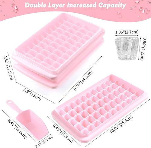 Miniatura 2 de Paquete de 2 bandejas para cubitos de hielo con tapa y contenedor para congelador, bandeja de hielo de 55 pepitas de fácil liberación con tapa,