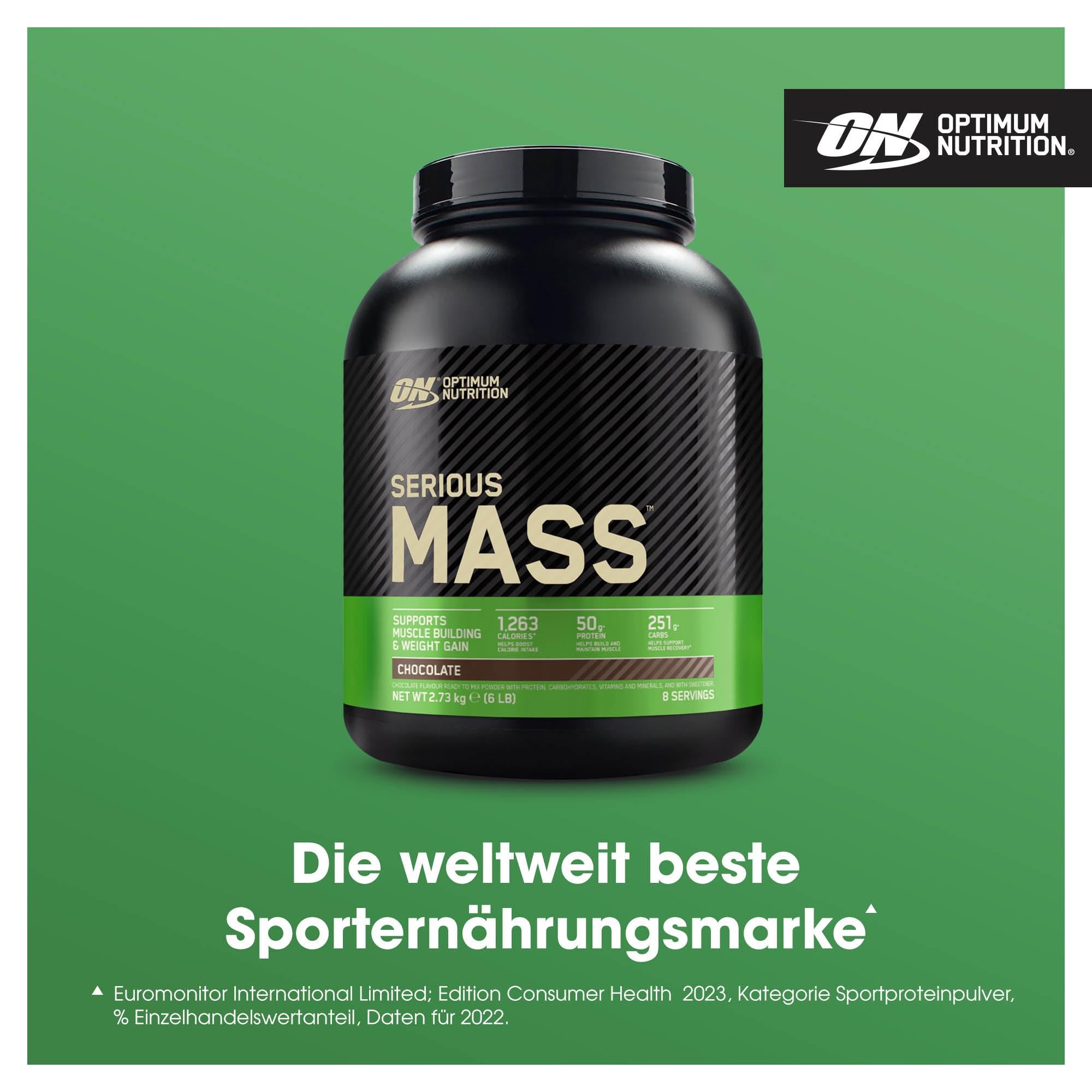 Optimum Nutrition Serious Mass Weight Gainer Pulver, Geschmack Schokolade, 2.73kg, 8 Portionen