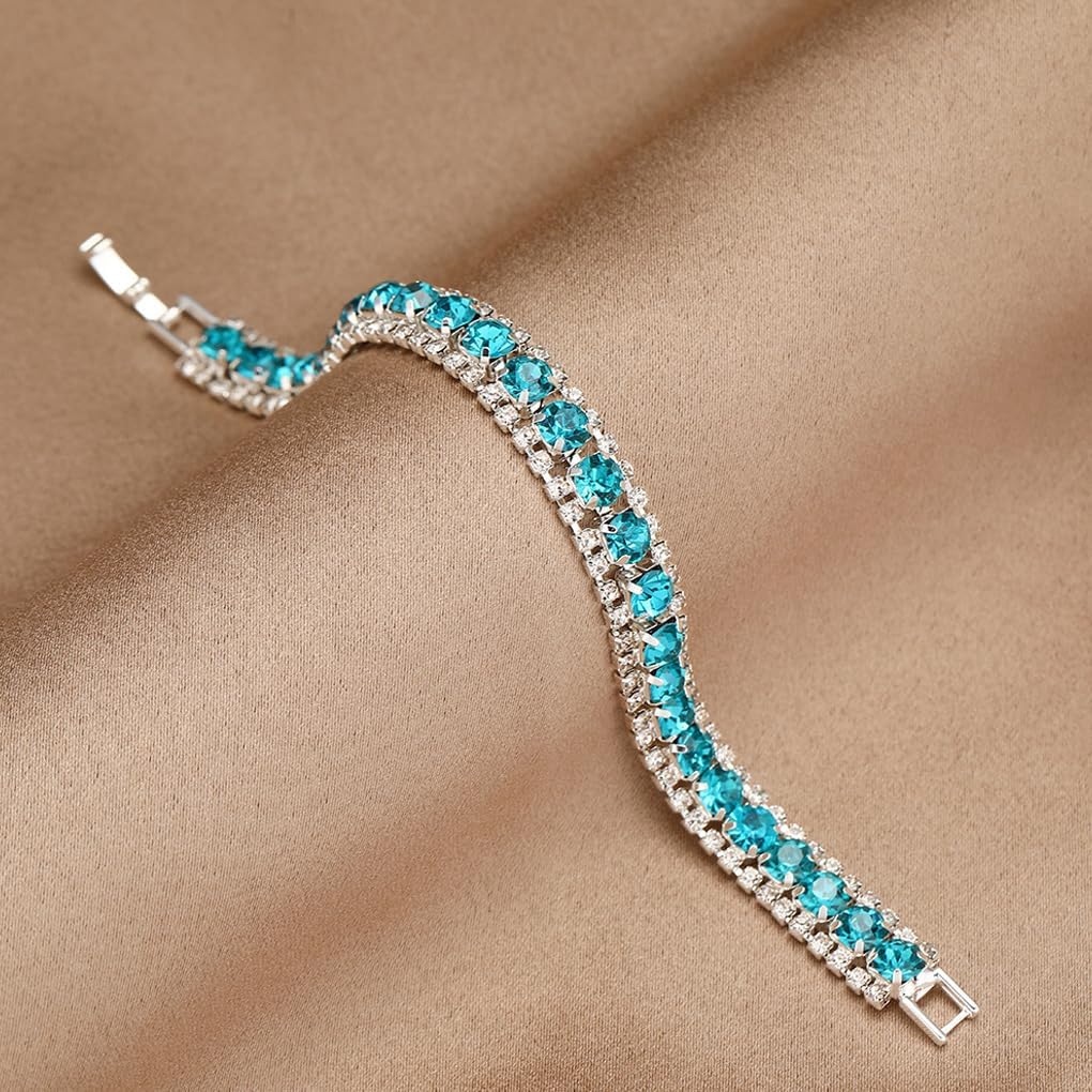 Silver Rhinestone Bracelet for Wedding,Bling Sparkling Crystal Chain Bracelet for Women Prom Party Wrist Accessories - Image 6