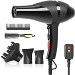 Séchoir à cheveux ionique,2400W Négatif Ion faible bruit Séchoir professionnel à cheveux à séchage rapide avec 2 Vitesses, 3 Réglages de chaleur, bouton de refroidissement, avec diffuseur pour cheveux bouclés et droits (Pink Sakura)