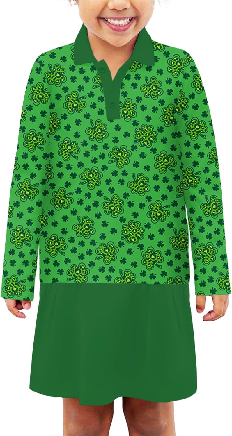 Remimi Girls Mardi Gras Striped Dresses St Patricks Day Long Sleeve Dress 5-14 Years - Image 4