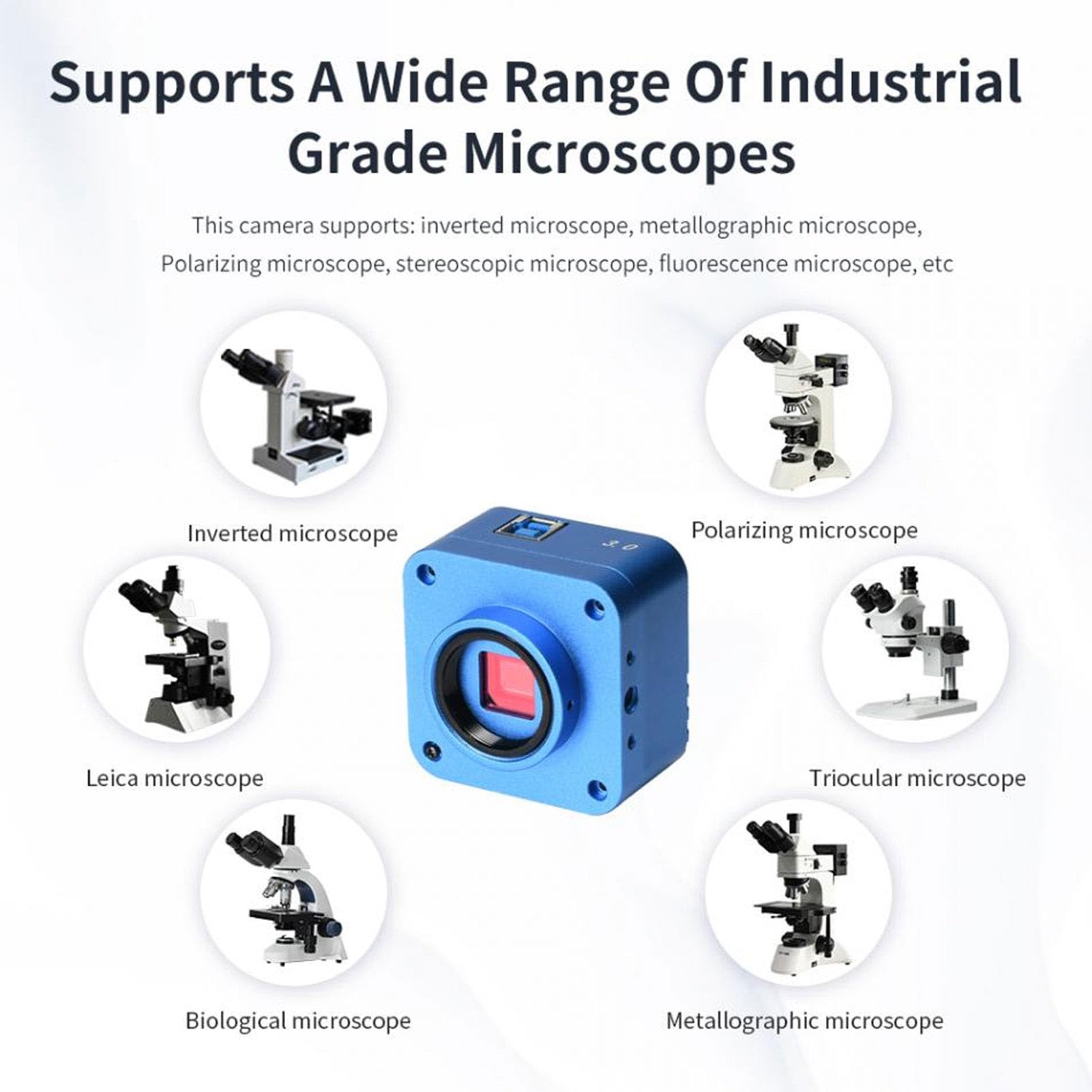 HY-900B Cámara Digital para Microscopio USB3.0, 8MP 4K, Sensor de Imagen de Alta Resolución, Aleación de Aluminio, para Educación Científica y Análisis de Laboratorio