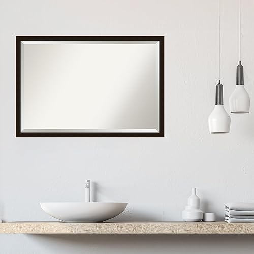 Miniatura 10 de Amanti Art Espejo de pared, espejo de madera estrecha de nogal chipre para decoración de pared o uso como espejo de baño para sobre el fregadero