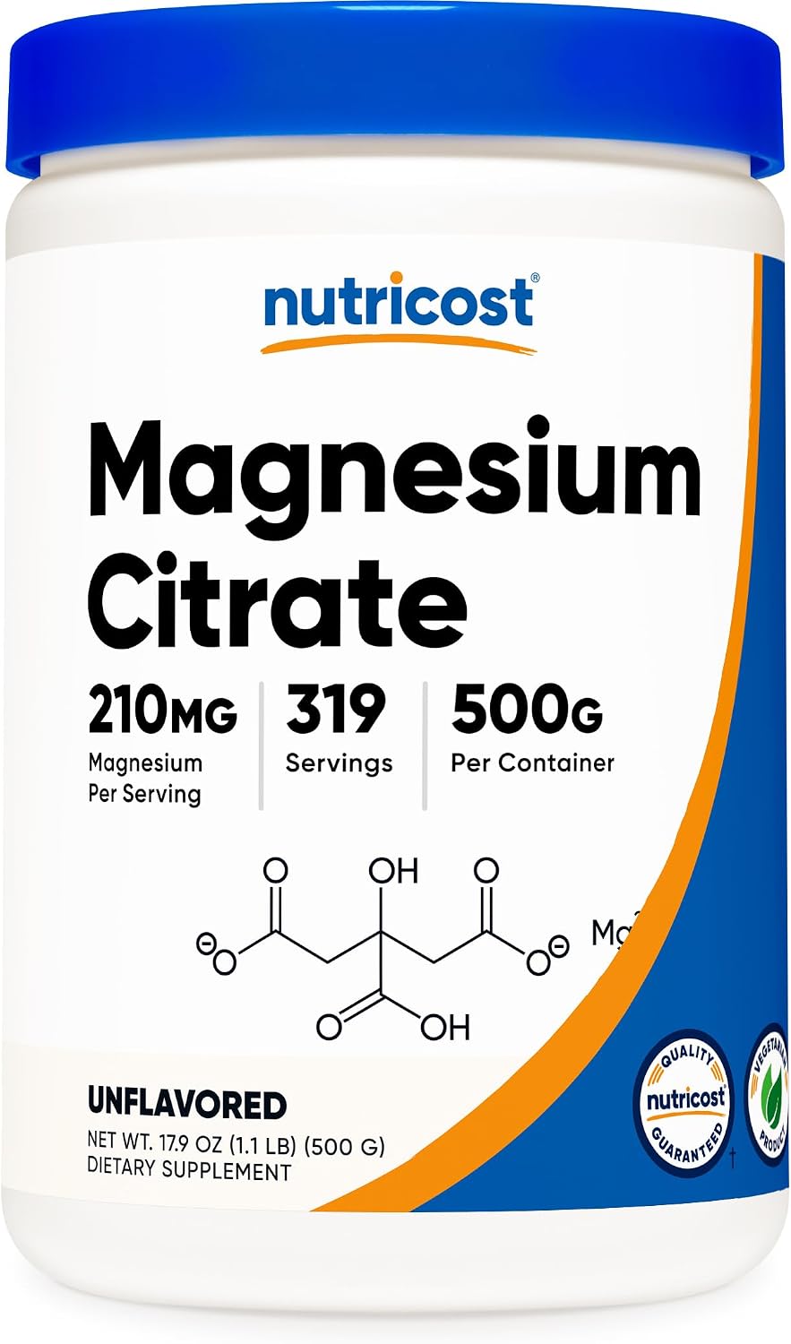 Nutricost Magnesium Citrate Powder (Unflavored, 500 Gram) (Pack of 2)