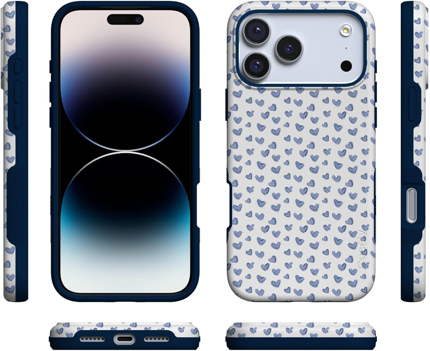 Casely iPhone 17 Pro Max Case | Lovebug | Blue Hearts | Bold Protective Design | Compatible with MagSafe