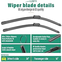Vista 402 de 26" 20" 16" Windshield Wiper Blades Replacement for Dodge Grand Caravan 2008-2020 / Chrysler Town & Country 2008-2016 Premium All Weather Front Rear