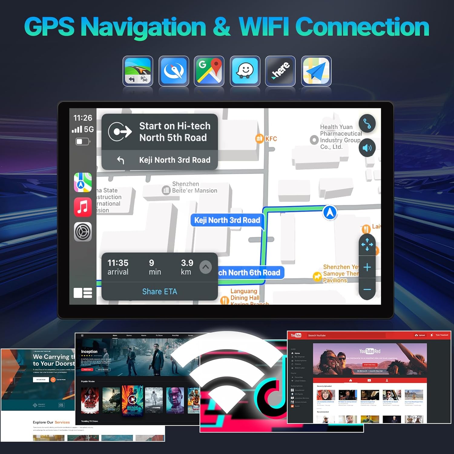 Leadfan 13.1" 2K Car Radio for Jeep Wrangler JK 2007-2018 Grand Cherokee 2005-2012 Dodge Ram 2009-2012 Touch Screen Stereo, Wireless Carplay Android Auto GPS Bluetooth WiFi FM SWC+Backup Camera