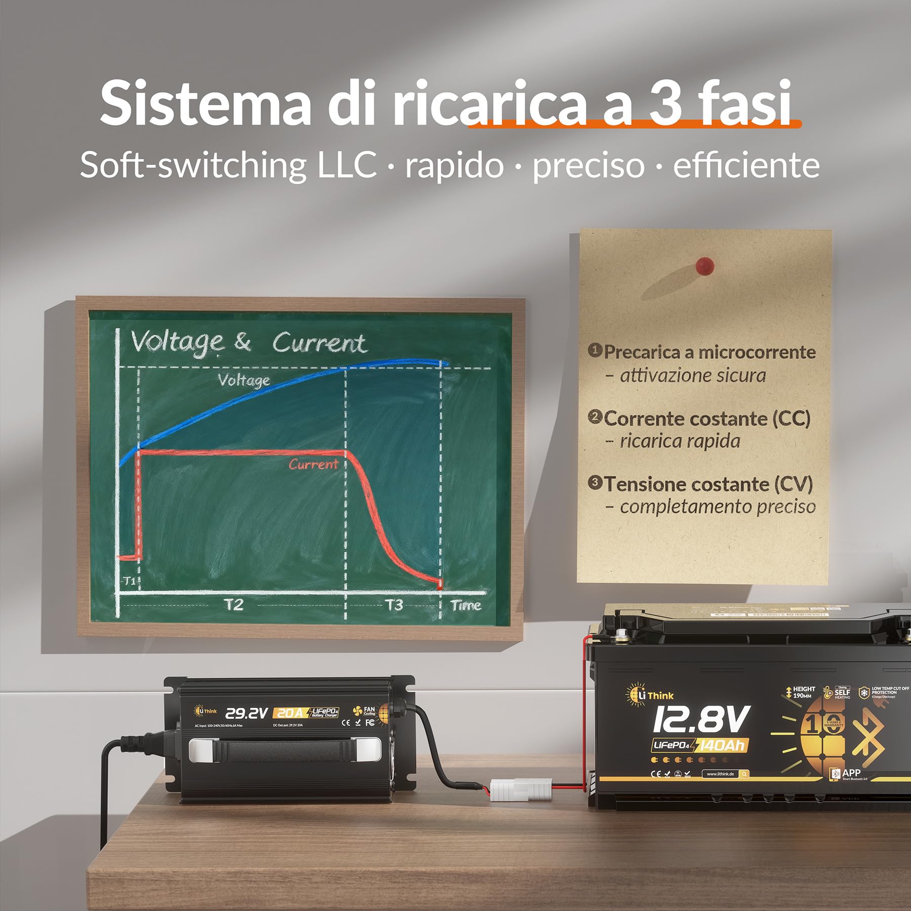 Caricabatterie al litio da 29,2 V, 20 A, per batteria al litio LiFePO4 da 24 V