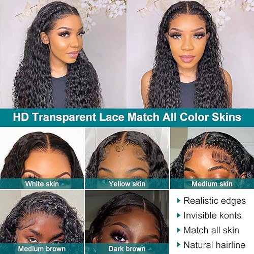 Miniatura 3 de Pelucas de cabello humano con encaje frontal de 13 x 4 HD, pelucas de cabello humano para mujeres negras, densidad del 150%, sin pegamento, pelucas