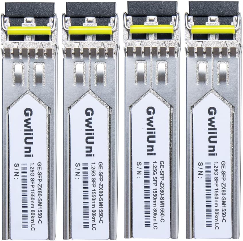 4Pcs 80km SFP 1.25G Single Mode Fiber Module Network Transceiver, 1550nm, Duplex LC for Cisco, Netgear, MikroTik, Ubiquity, DLink etc.,