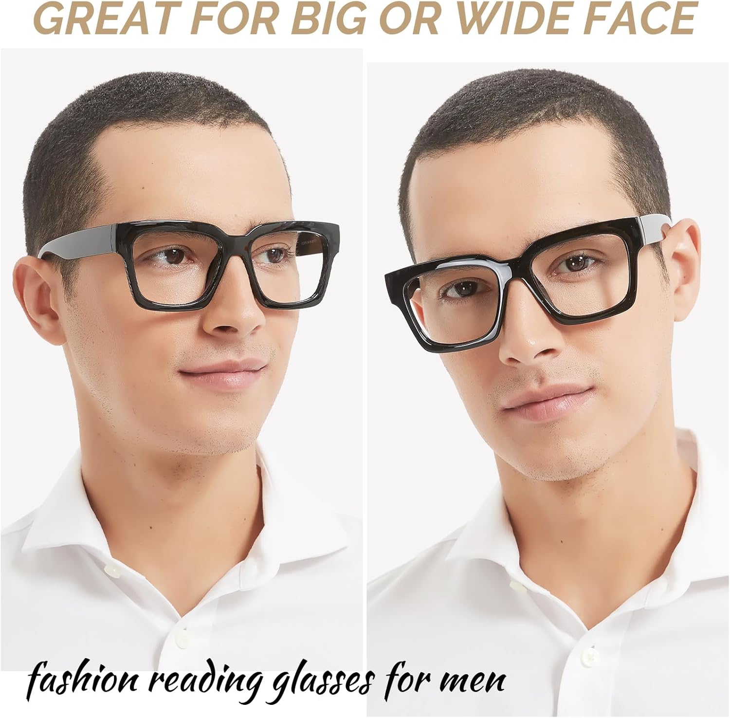 OCCI CHIARI Oversized Reading Glasses for Men Thick Square Big Head Readers 1.0 1.25 1.50 1.75 2.0 2.25 2.50 2.75 3.0 3.5 - Image 2