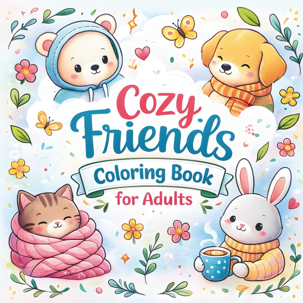 Cozy Friends Coloring Book for Adults: Cute, Adorable & Cozy Hygge Animal Scenes for Relaxation, Stress Relief, and Snuggly Coloring Moments: Fuzzy & ... Hygge Vibes for Adults, Teens & Seniors
