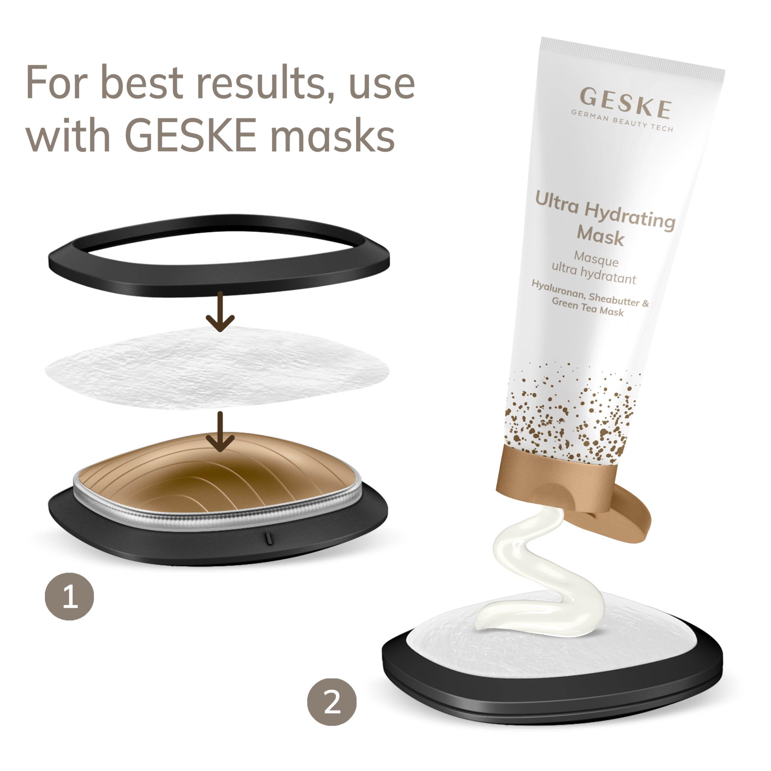 GESKE | SmartAppGuided™ Sonic Warm & Cool Mask | 9 in 1 | Beauty LED-Gesichtsmaske | Voll-LED-Spektrum und Rotlichttherapie | Wärme | Kühlung | Erhöhte Gesichtspflege-Aufnahme | Gesichtsmassagegerät