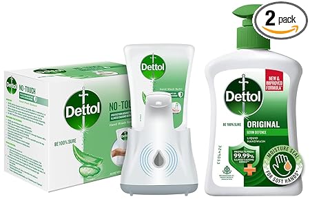 Dettol Handwash No-Touch Automatic Soap Dispenser Device with Aloe Vera Refill  250ml & Dettol Liquid Handwash Dispenser Bottle Pump - Original Germ Protection Hand Wash- 200ml