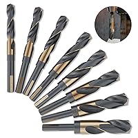 Vista 4 de COMOWARE Reduced Shank Drill Bit Set, 8 Sizes from 9/16" to 1", HSS M2, Black & Gold Drill Bit with 3-Flat 1/2" Shank, 135° Split Point, Drills Bits